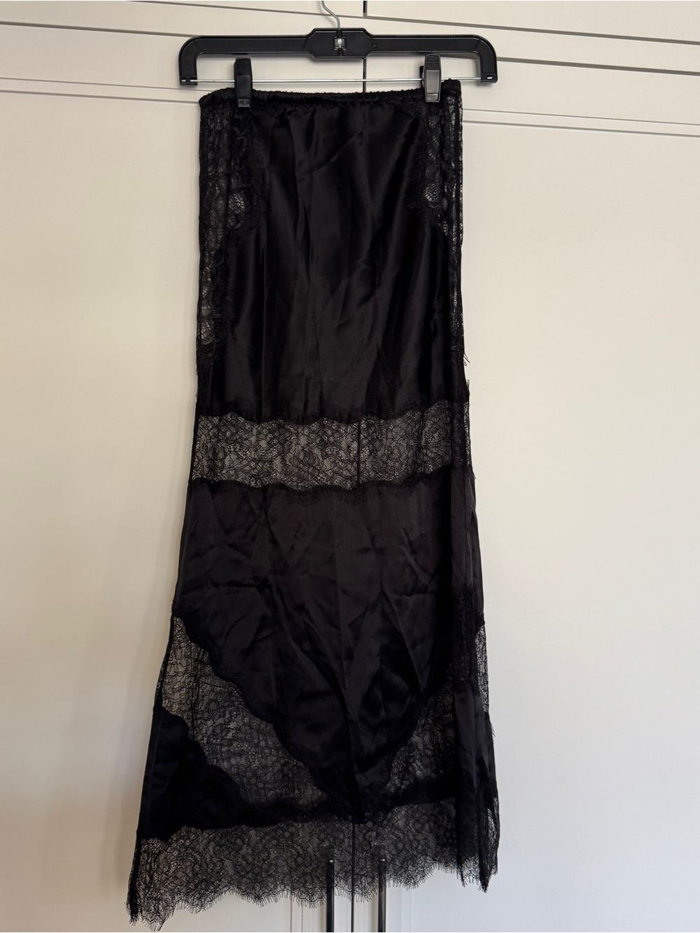 Cynthia Rowley Black Lace-Trim Slip Skirt